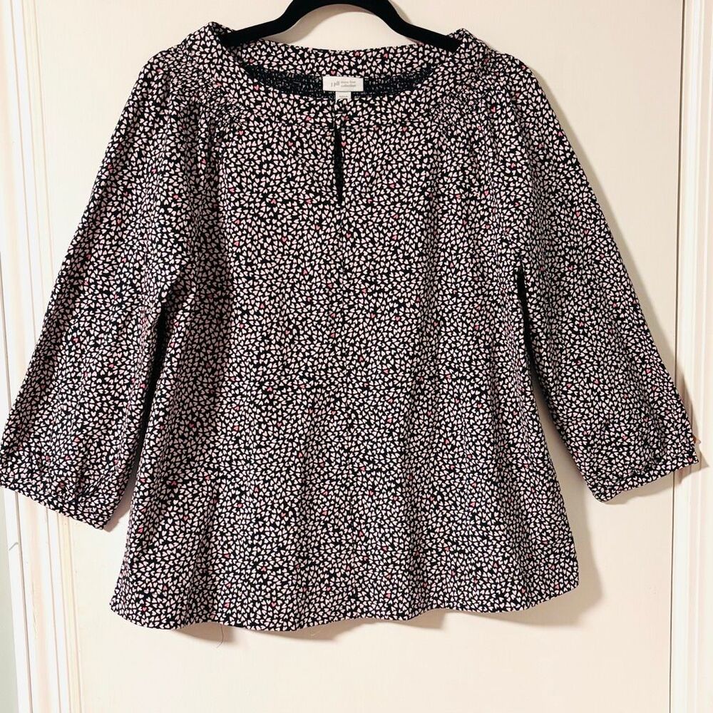 J. Jill More Love Collection S tiny heart print detailed blouse pink & white hea